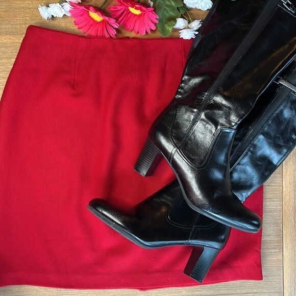 VINTAGE 90s maggie lawrence red wool skirt size 12 - Picture 10 of 10